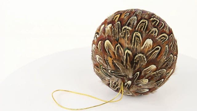 Ringneck Feather Ornament - 3" ball - Natural