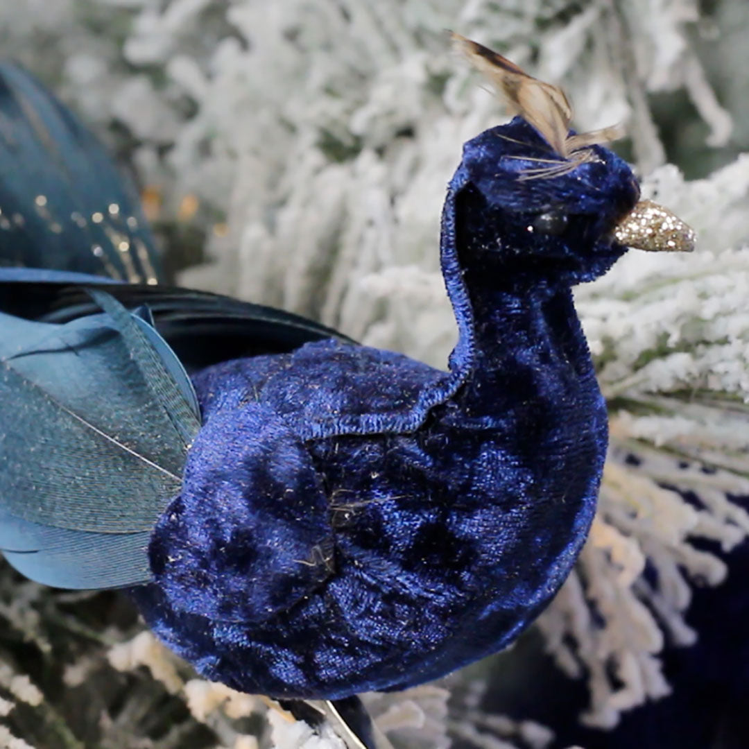 Navy Blue Peacock Ornament