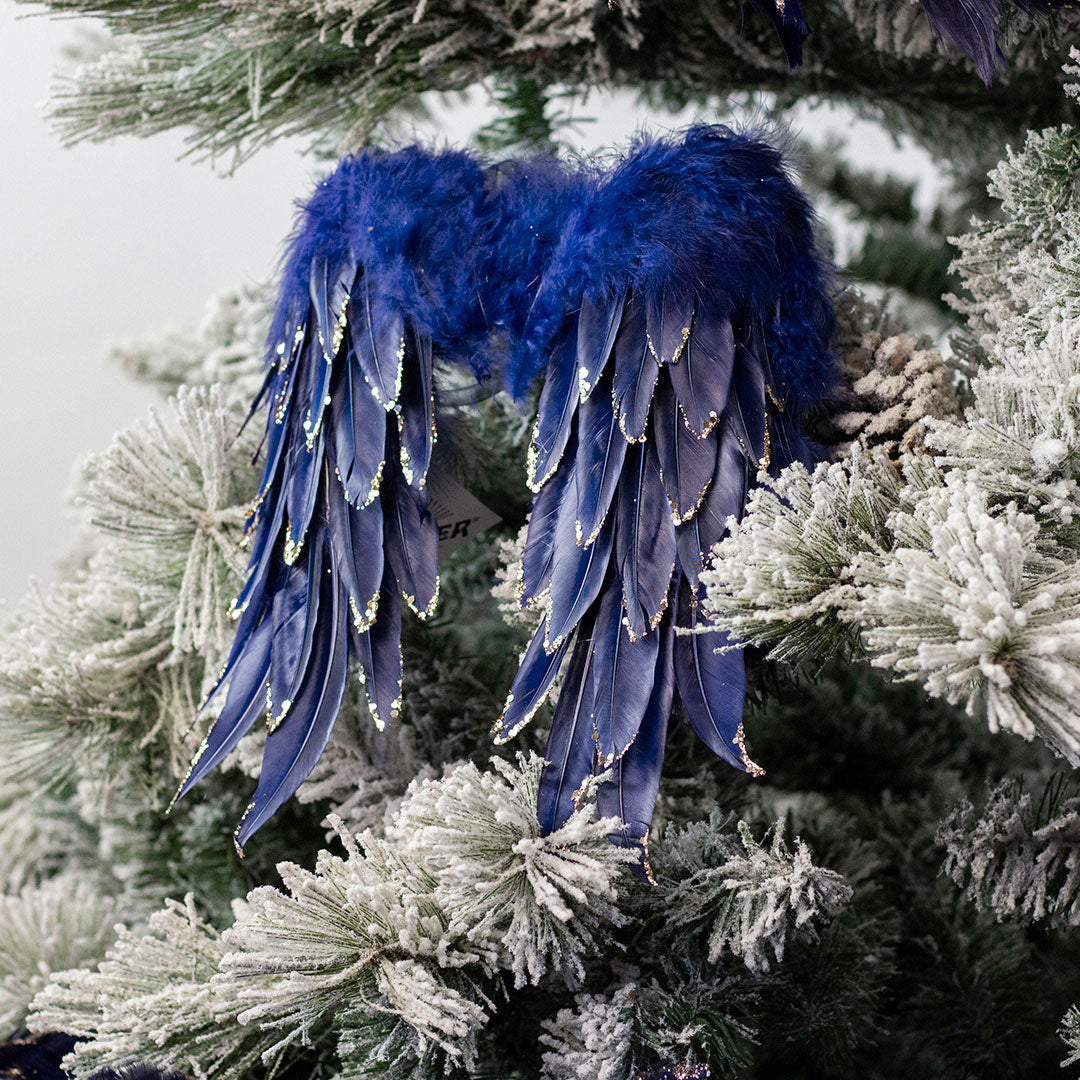 Navy Blue Feather Angel Wing Ornament