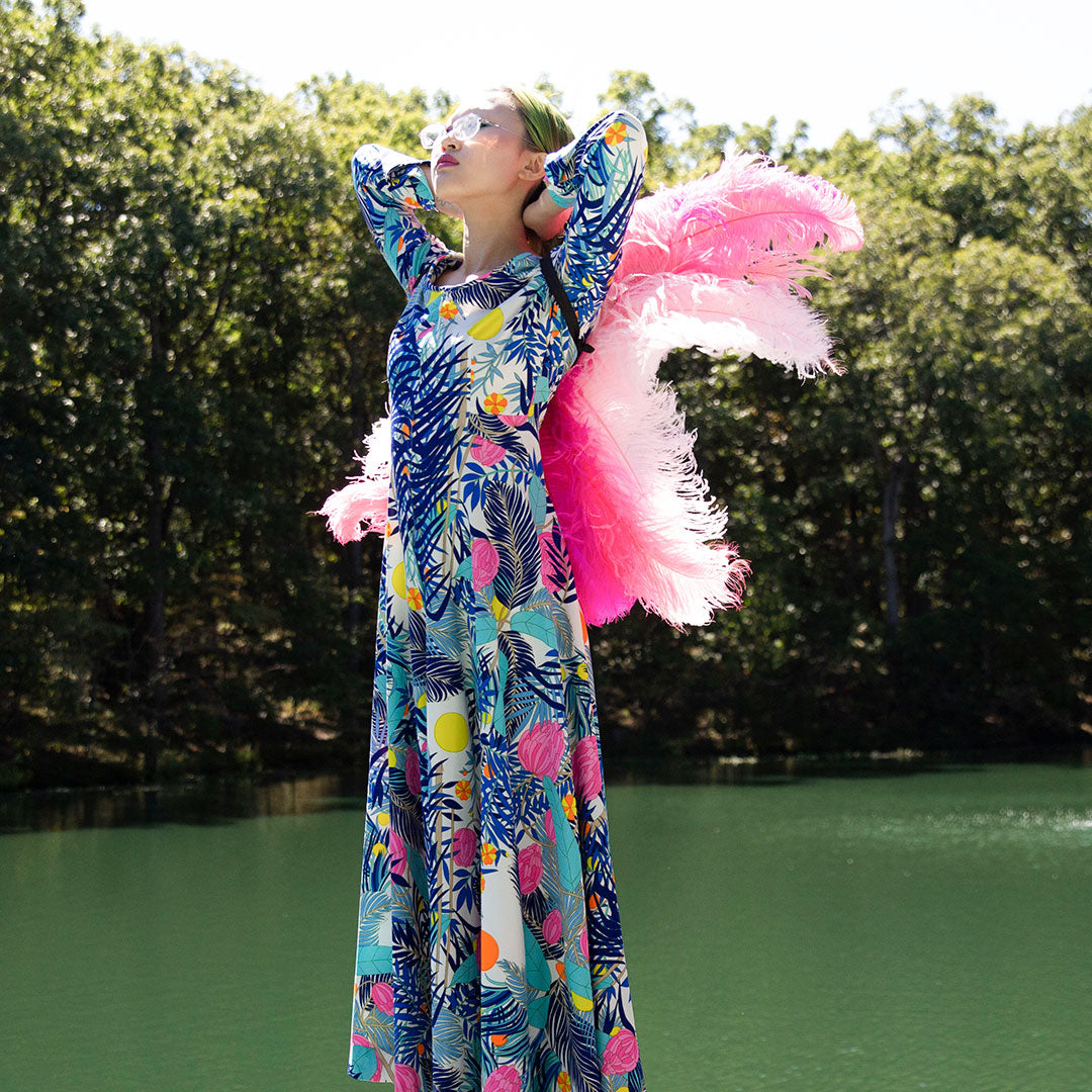 Medium Upcycled Ostrich Feather Costume Wings - Flamingo