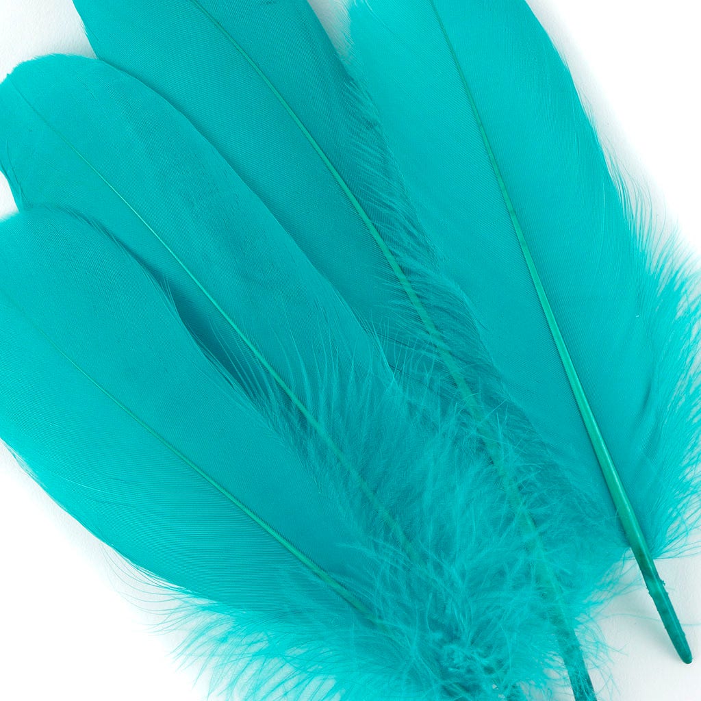 Bulk Bulk Goose Pallet Feathers 6-8 Inch - 1/4 LB - Aqua Marine