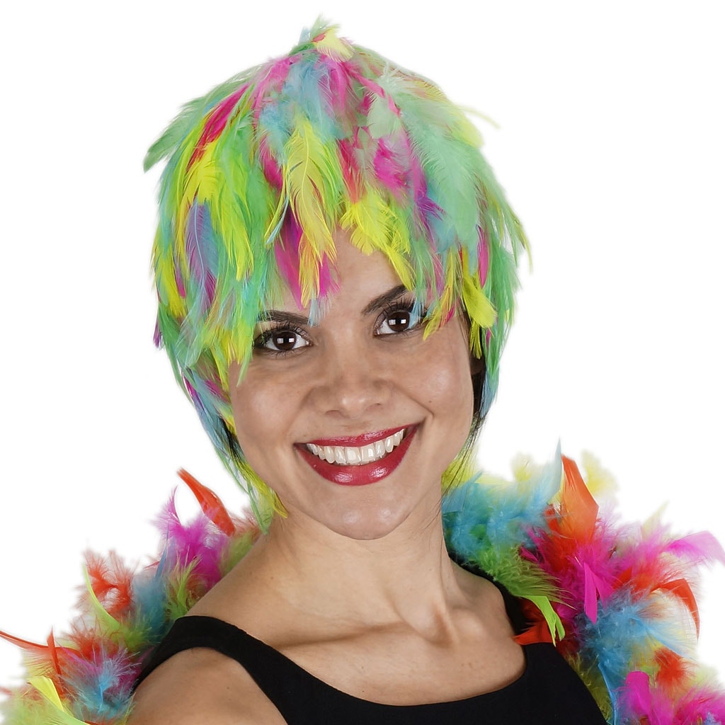 Hackle Feather Wig-Multi Colors - Bright Mix