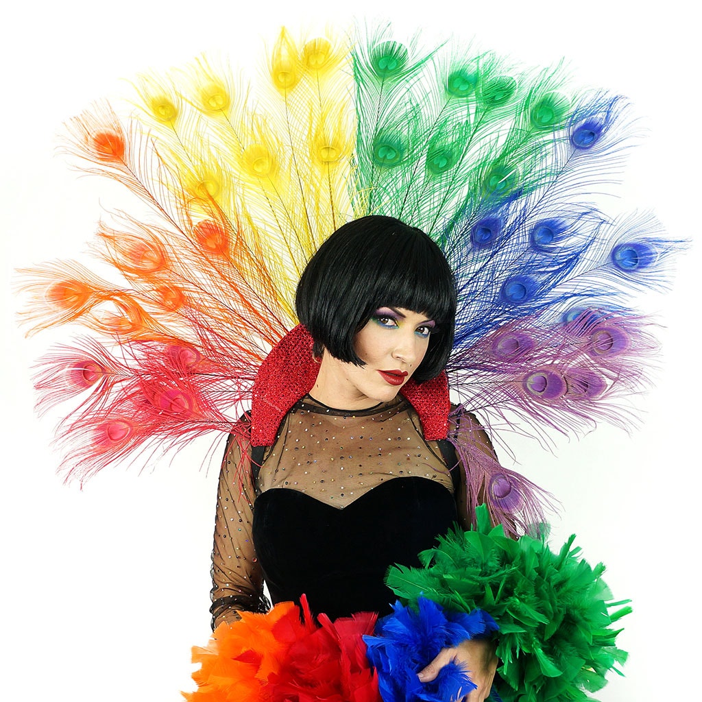 Majestic Rainbow Peacock Collar Headdress - Rainbow