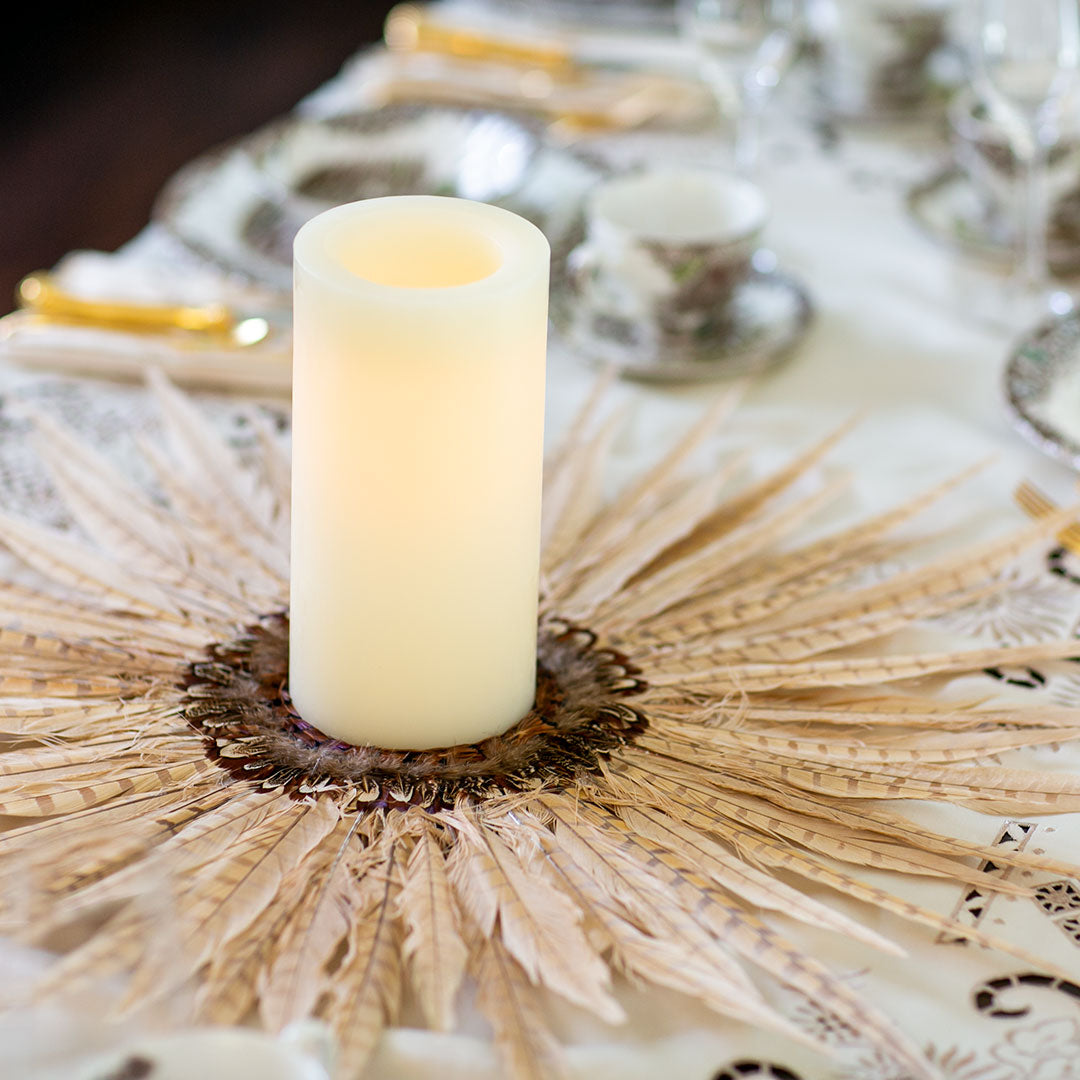 Natural Pheasant Tail Wreath Bleached Eggshell