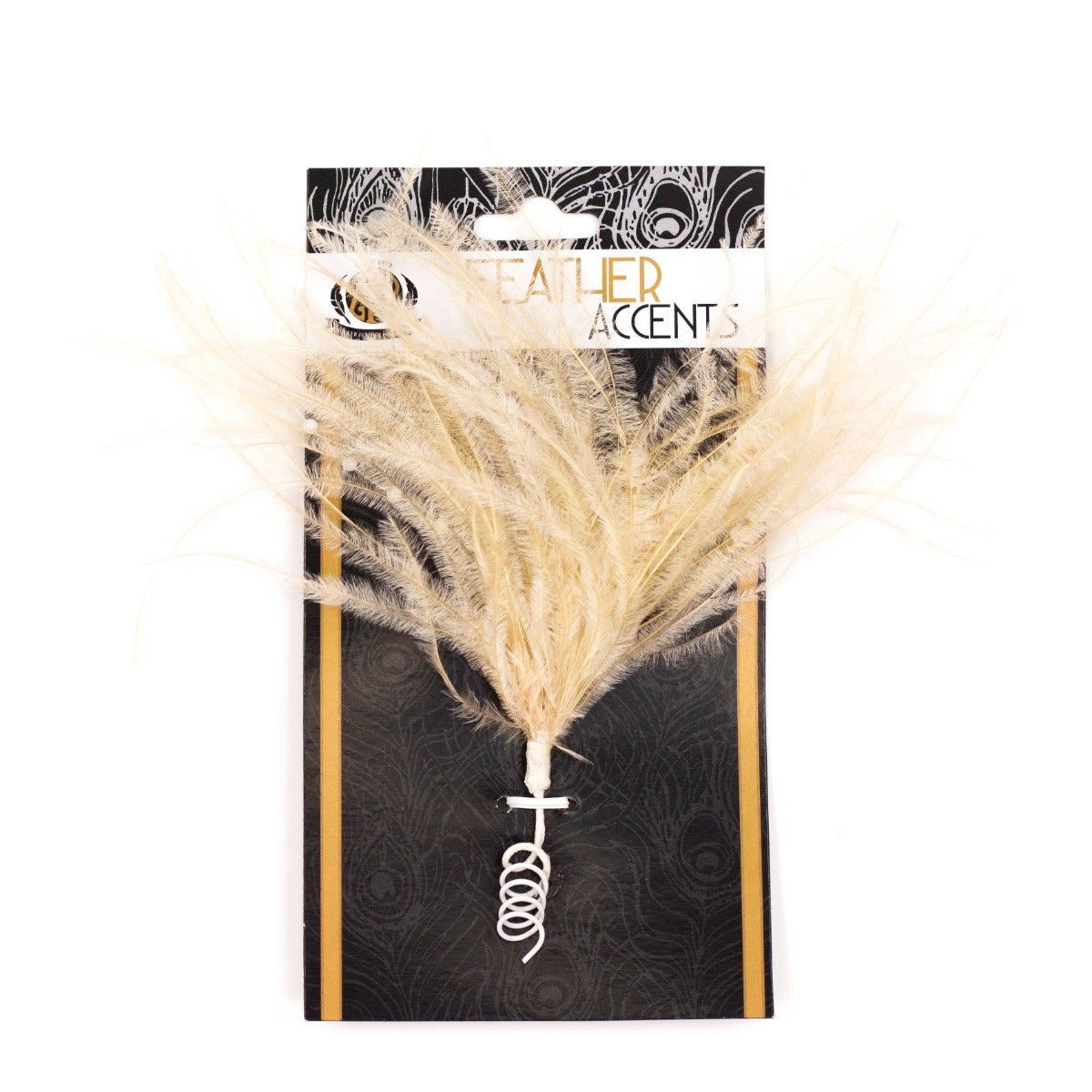 3 White Ostrich Feathers on Wire Stem 9in