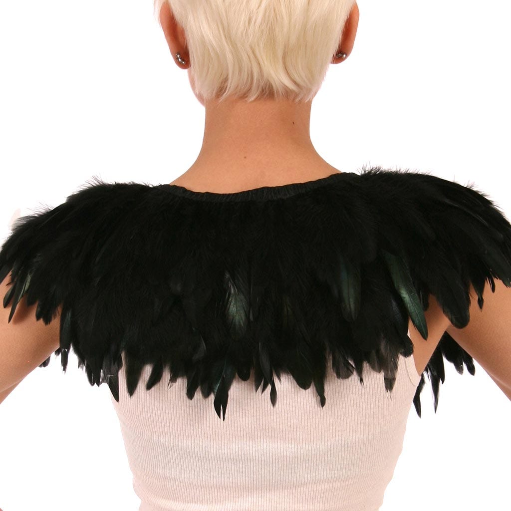 Black Iridescent Feather Cape