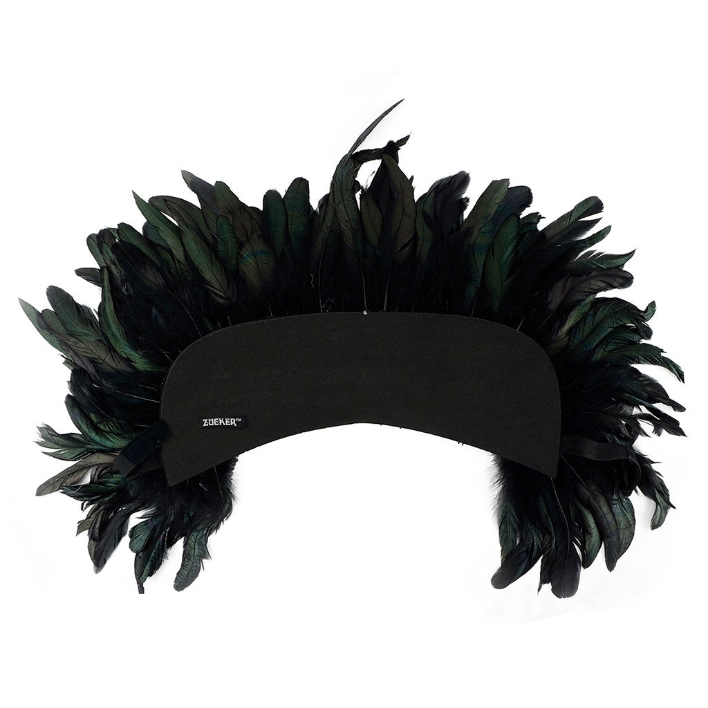 Large Sequined Adjustable Feather Spirit Headdress 15" - Black