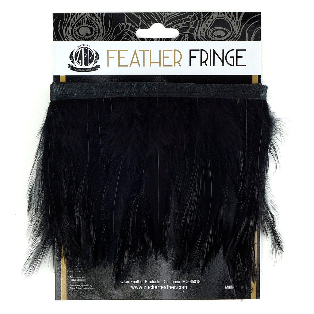 Dyed Hackle Feather Fringe Black