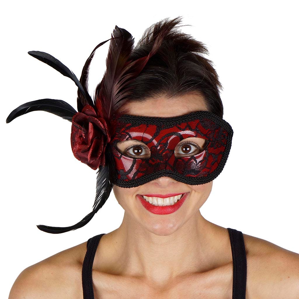 Red Feather Mask Red/Black