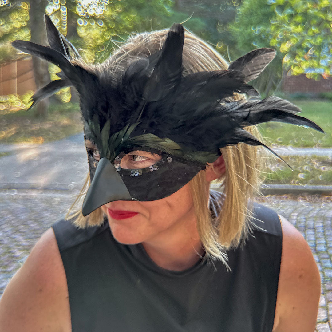 Black Raven Feather Mask