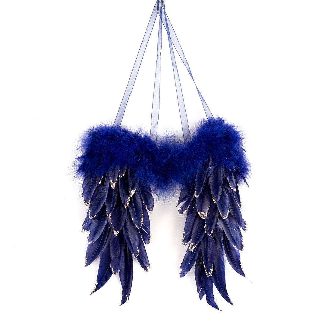 Navy Blue Feather Angel Wing Ornament