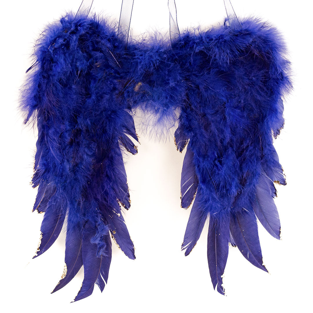 Navy Blue Feather Angel Wing Ornament