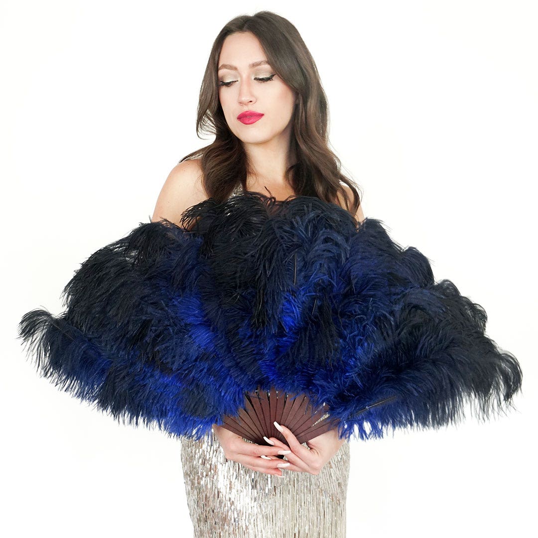 Ostrich Floss Feather Fan-Royal