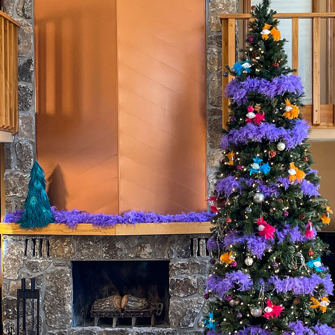 Feather Fish Ornament Silver/Shocking Pink