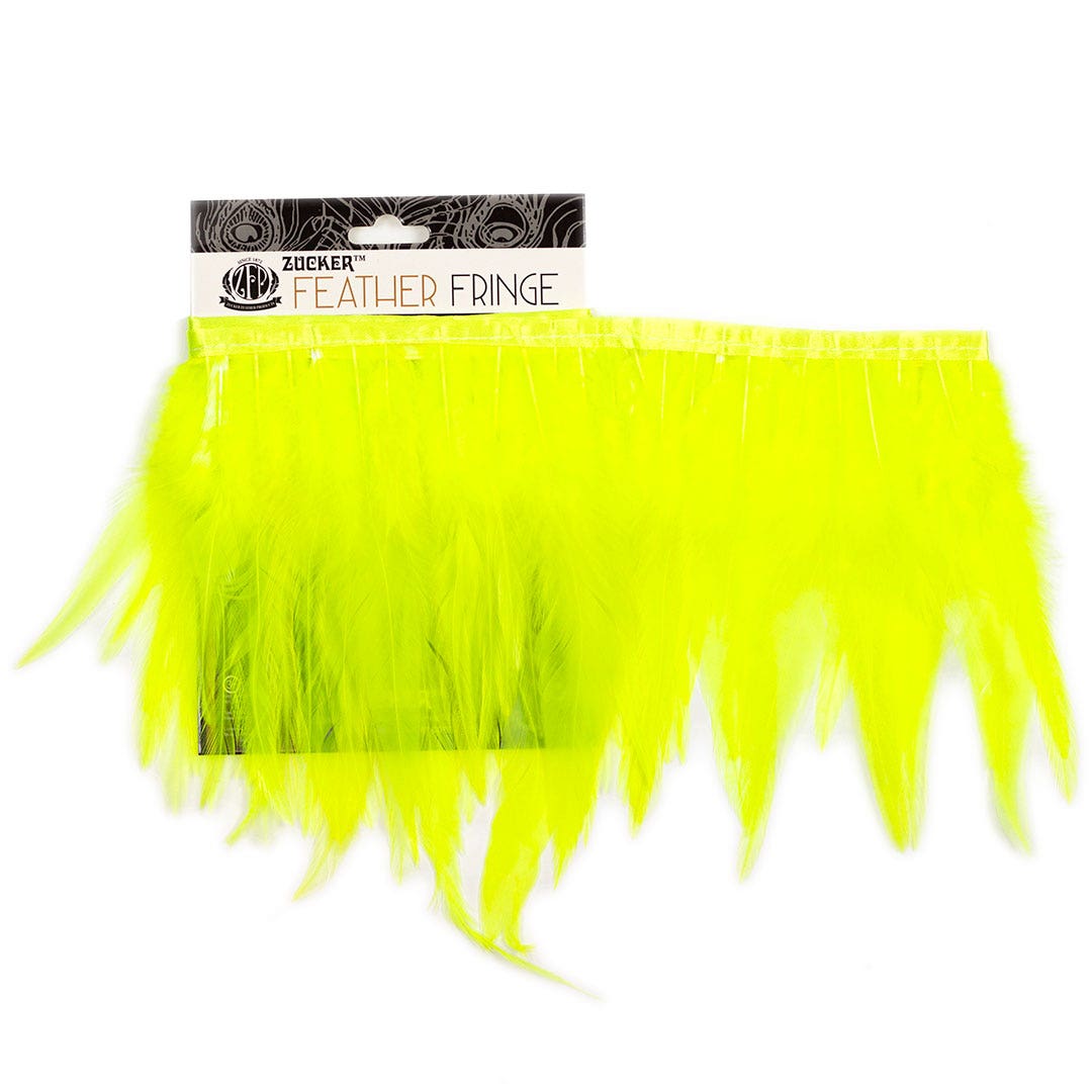 Rooster Saddle Fringe on Bias 6-8" x 1 YD-Fluorescent Chartreuse