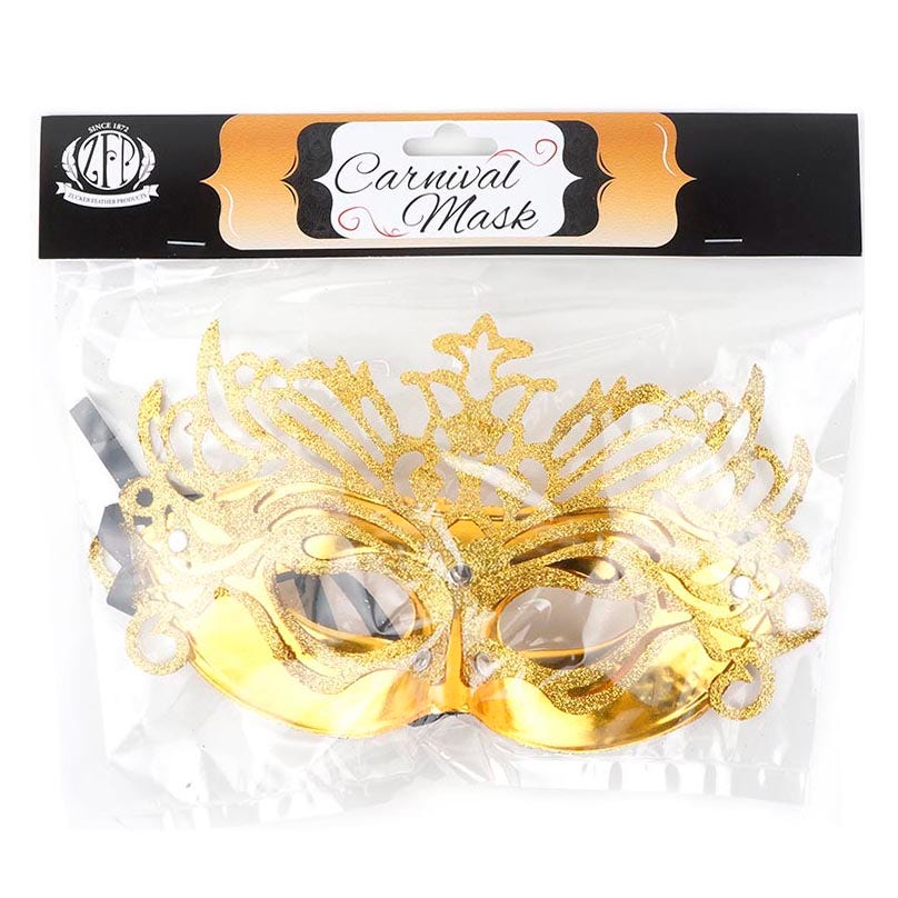 Glittered Carnival Mask Form Gold
