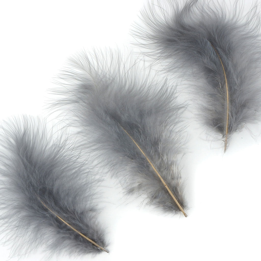 Loose Turkey Marabou Feathers 3-8" Dyed - Grey