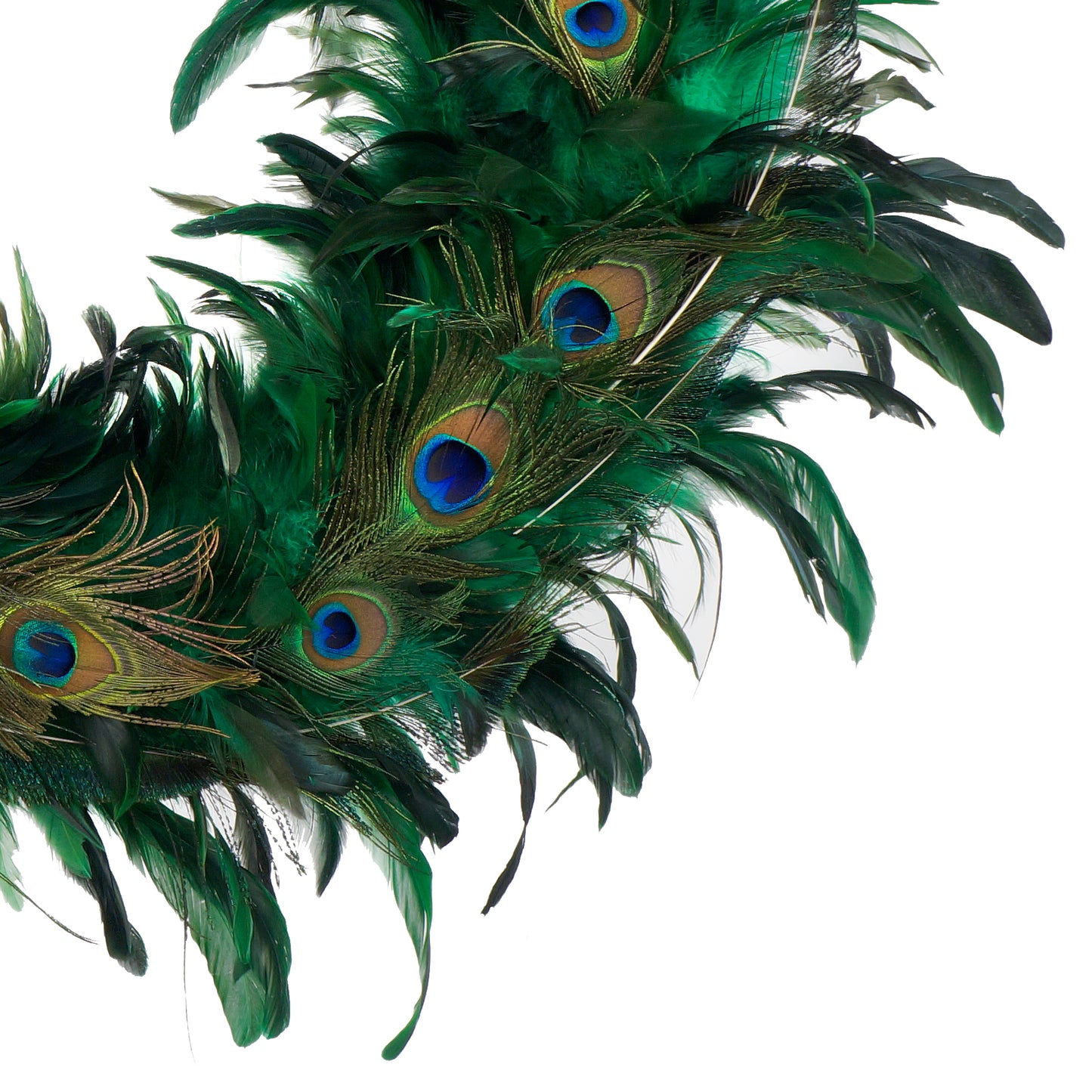 Handmade Schlappen Feathers-Peacock Wreath - Kelly/Natural