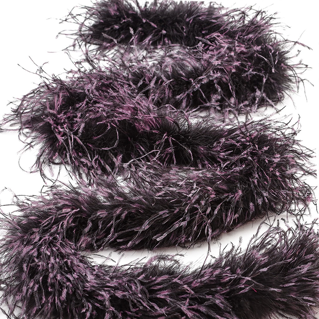 Ostrich Feather Boa Stenciled Black - Raspberry Sorbet