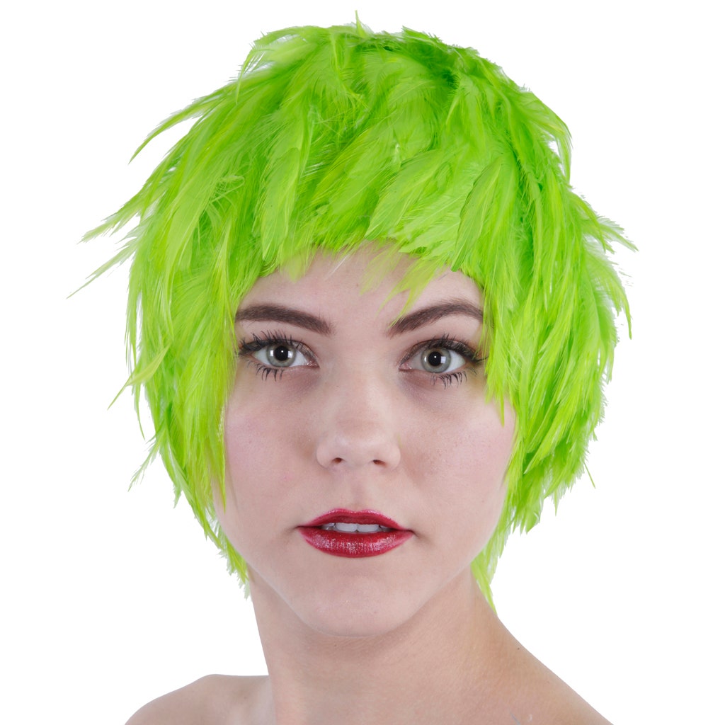 Hackle Feather Wig-Solid - Lime