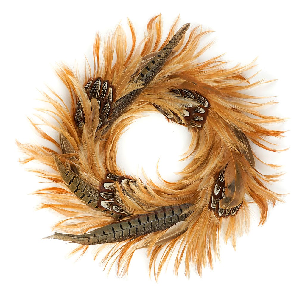 Natural Hackle and Pheasant Feather Wreath