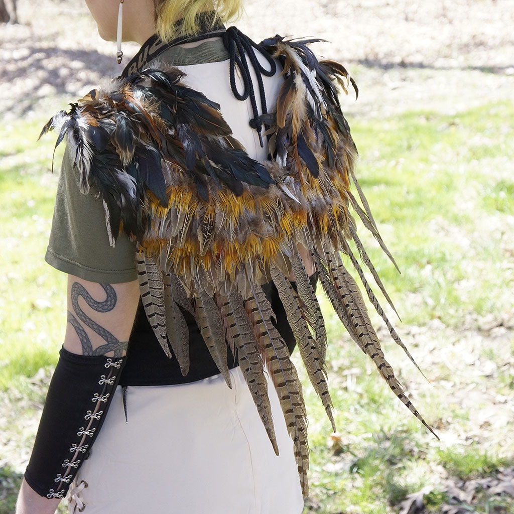 Adult Angel Fairy Costume Wings - Pheasant Feather Wing for Cosplay or Halloween