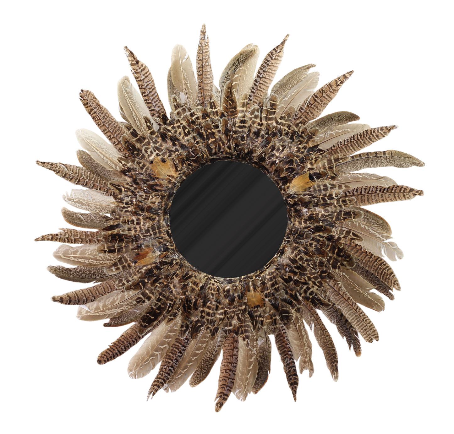 Natural Pheasant Feather Mirror