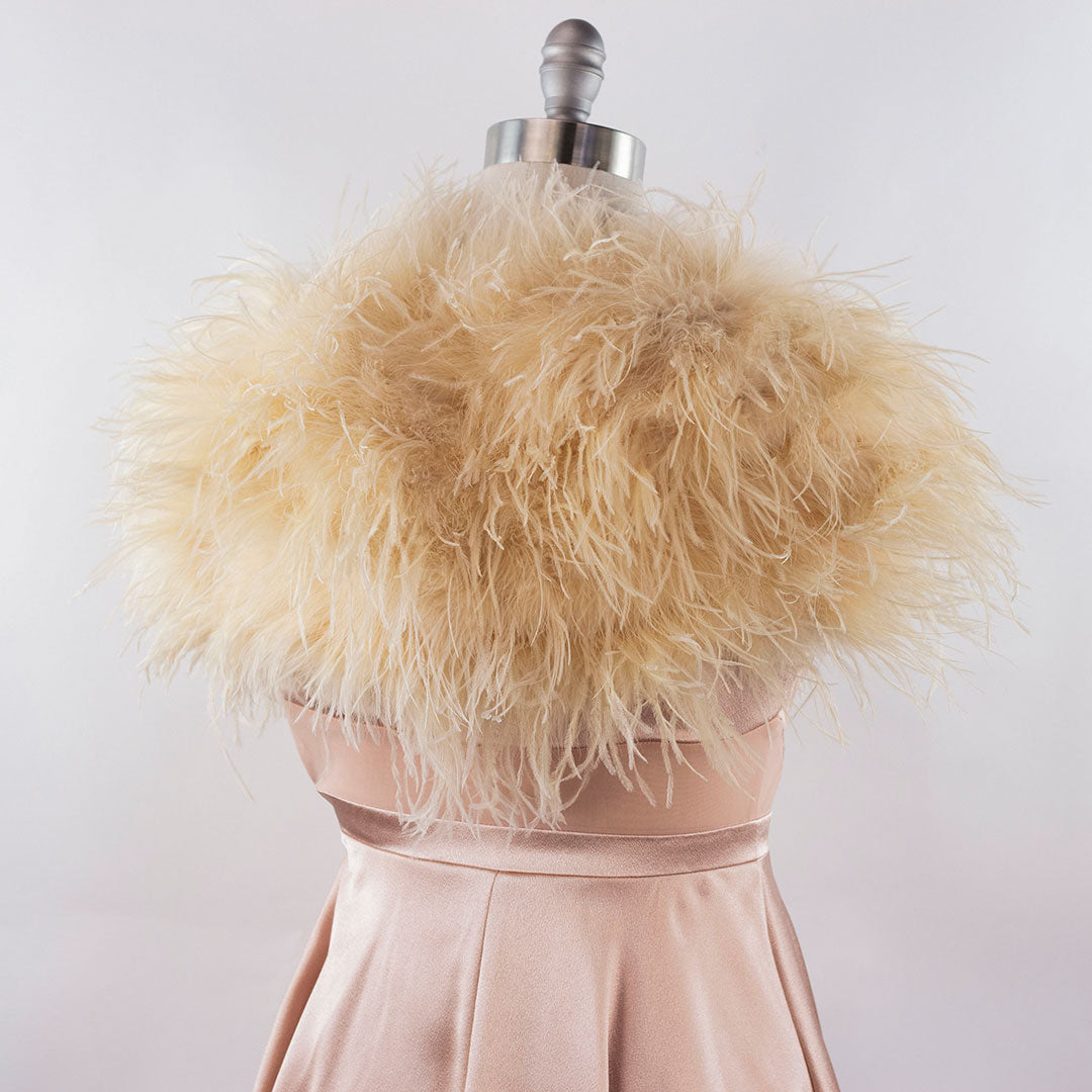 Beige Small Ostrich Feather Shrug