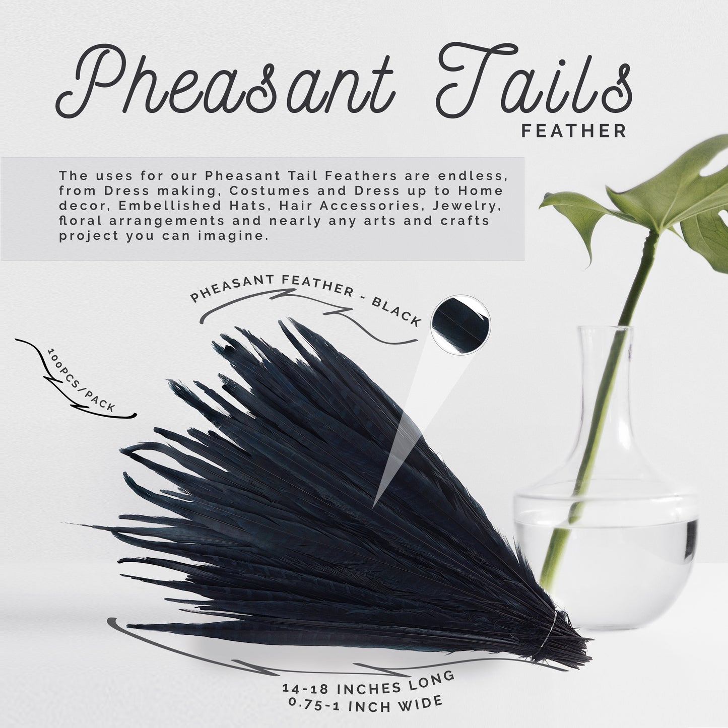 Bulk Assorted Pheasant Tails Dyed - Black