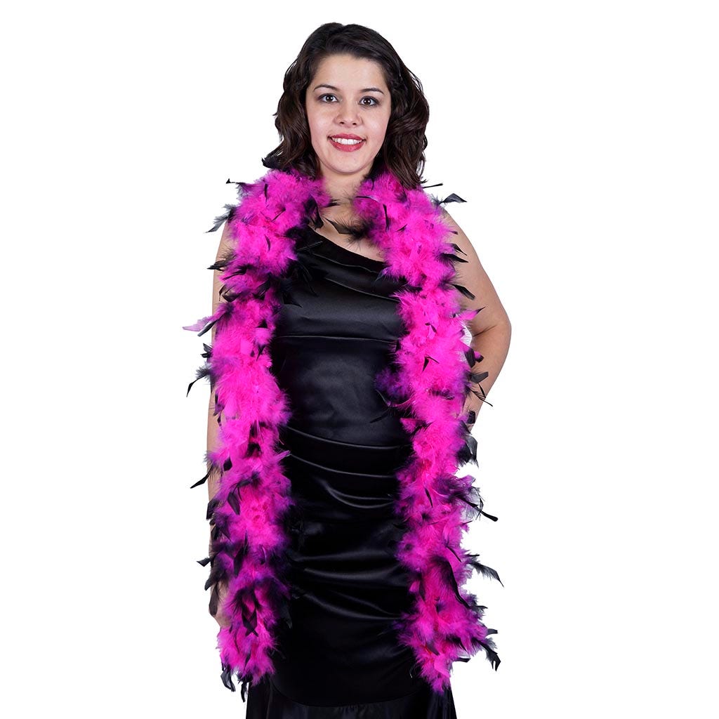 Chandelle Boa - Lightweight - Tipped - Shocking Pink/Black - 2 yards (6 ft)