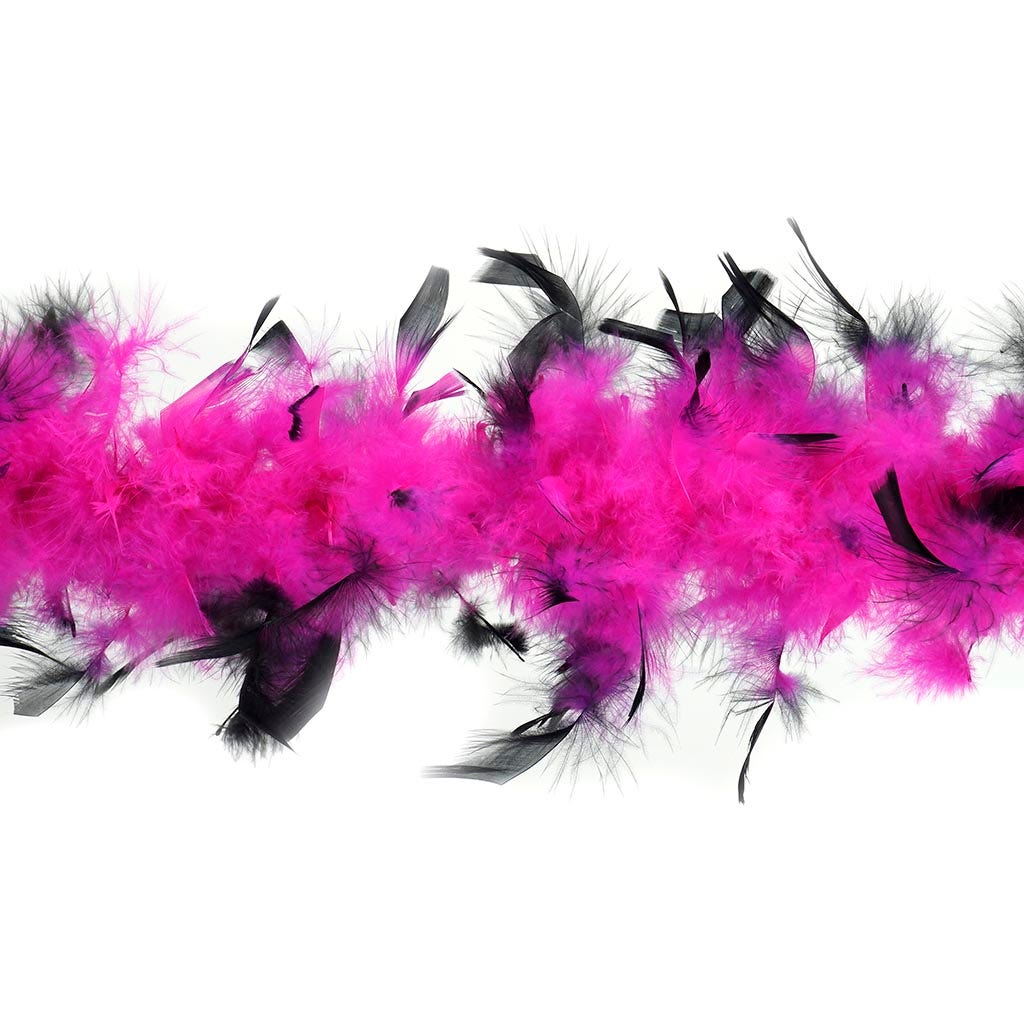 Chandelle Boa - Lightweight - Tipped - Shocking Pink/Black - 2 yards (6 ft)