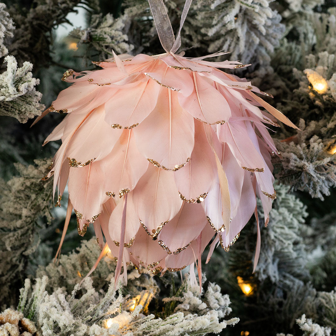 Champagne Pink Peacock Ornament