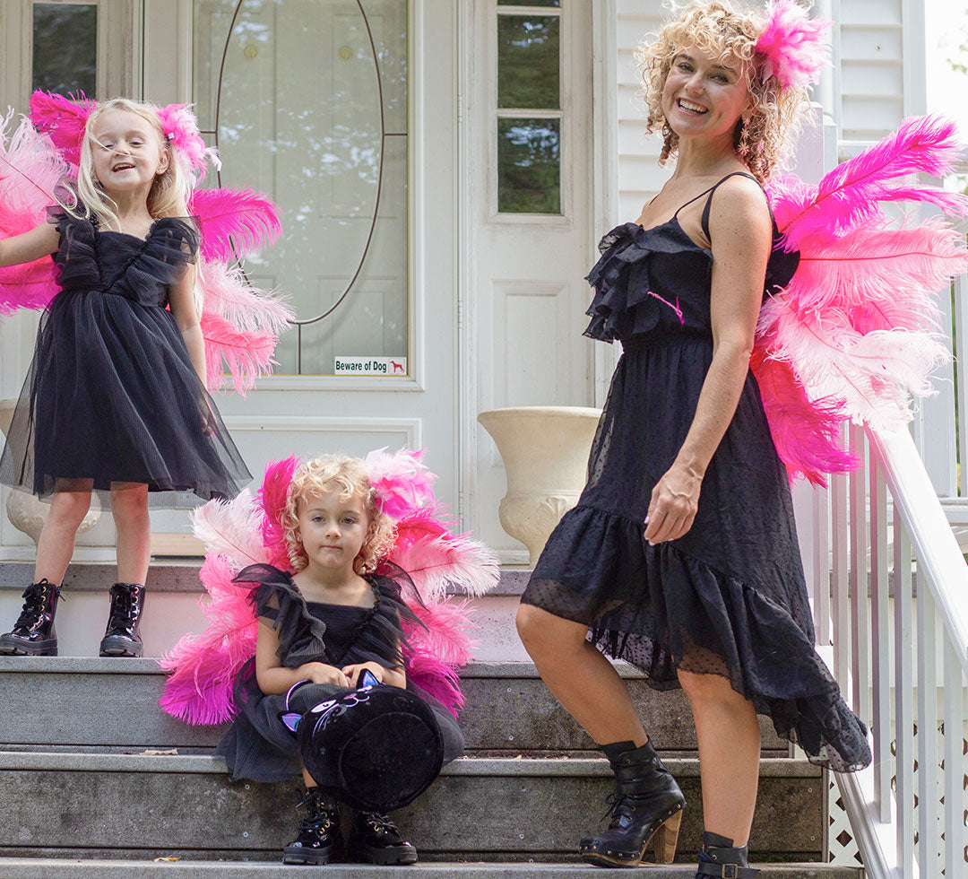 Medium Upcycled Ostrich Feather Costume Wings - Flamingo