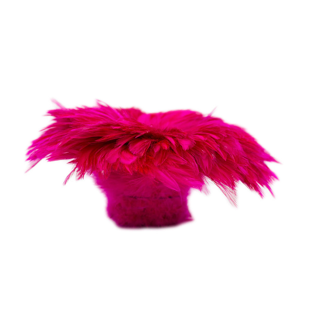 Bulk Rooster Hackle Feathers - White Dyed Shocking Pink