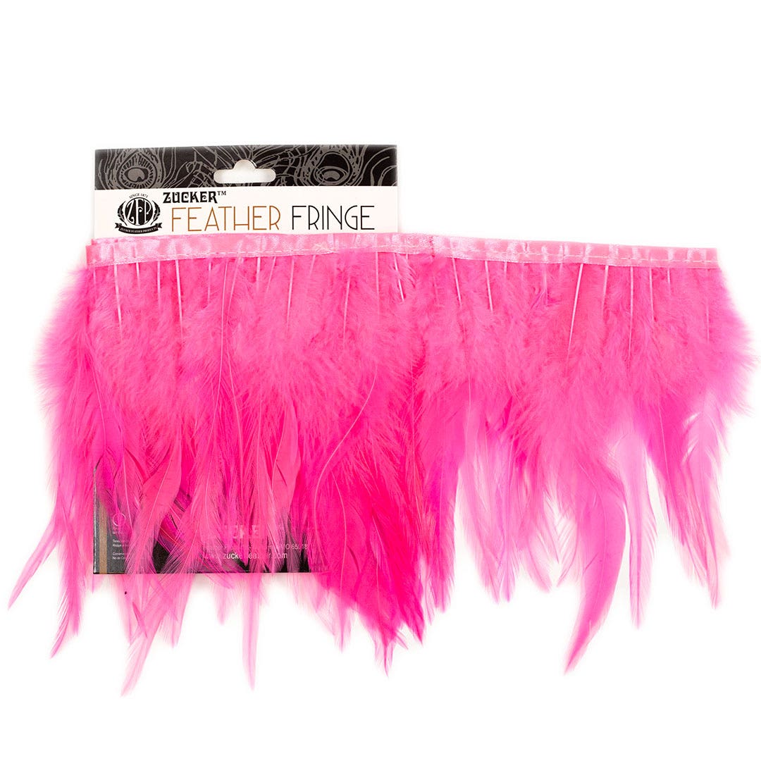 Rooster Saddle Fringe on Bias 6-8" x 1 YD-Pink Orient
