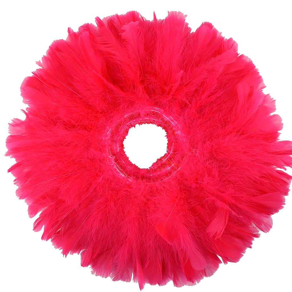 Parried Turkey Ruff Feathers - 1/2YD - Shocking Pink