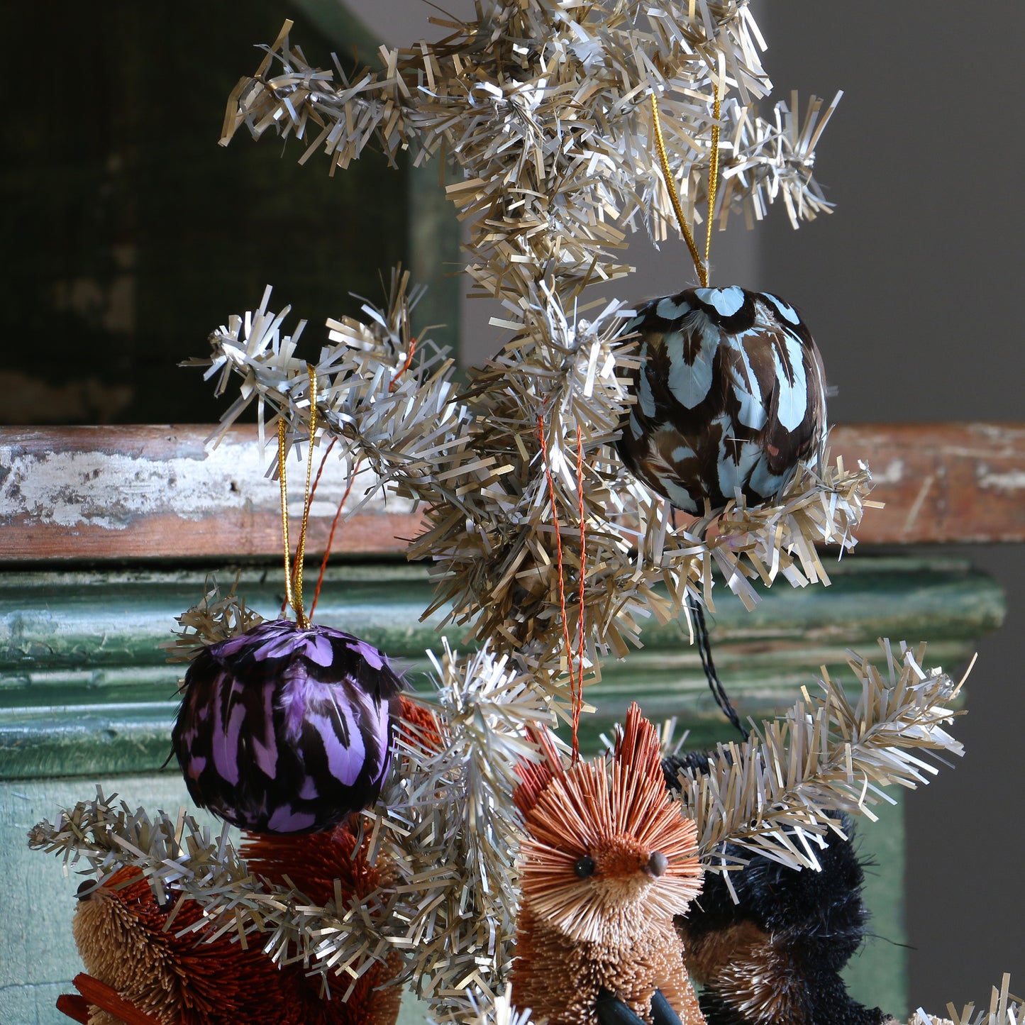 Venery Feather Ornament - Dyed 2" ball Lavender