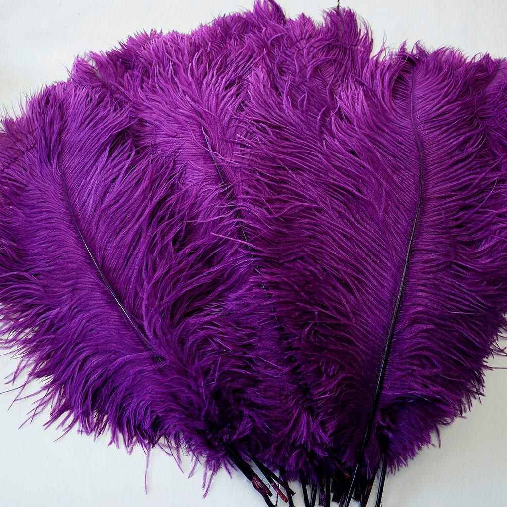 Large Ostrich Feathers - 17"+ Drabs - Purple