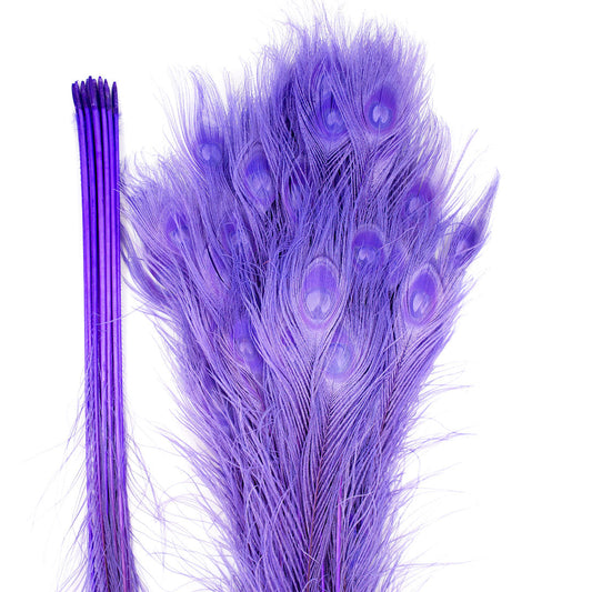 Peacock Feathers | 25-40" Tail Eyes | Fluorescent Lilac