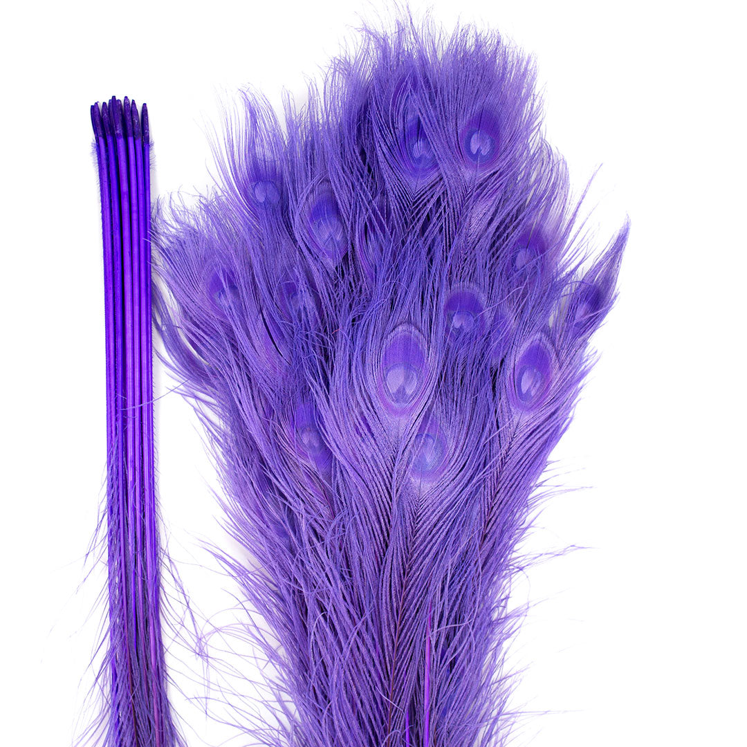 Peacock Feathers | 8-15 Tail Eyes | Fluorescent Yellow (Bulk)