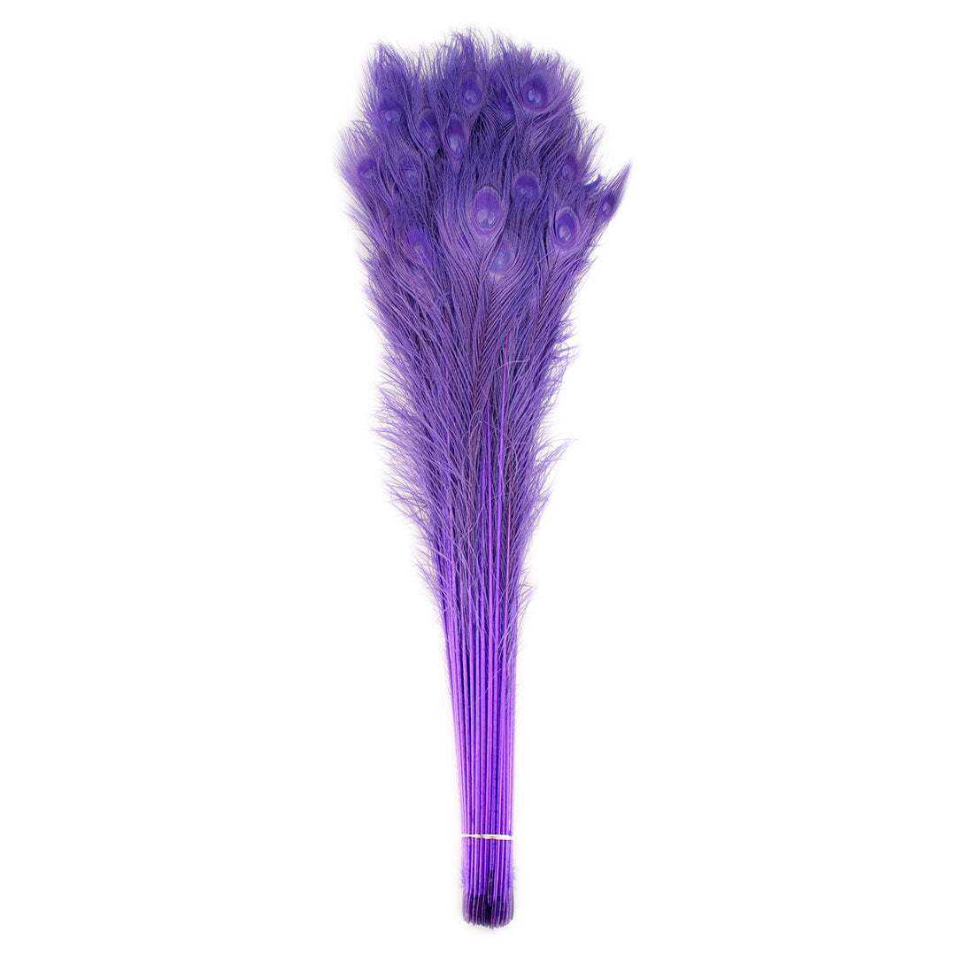 Peacock Feathers | 25-40" Tail Eyes | Fluorescent Lilac (Bulk)