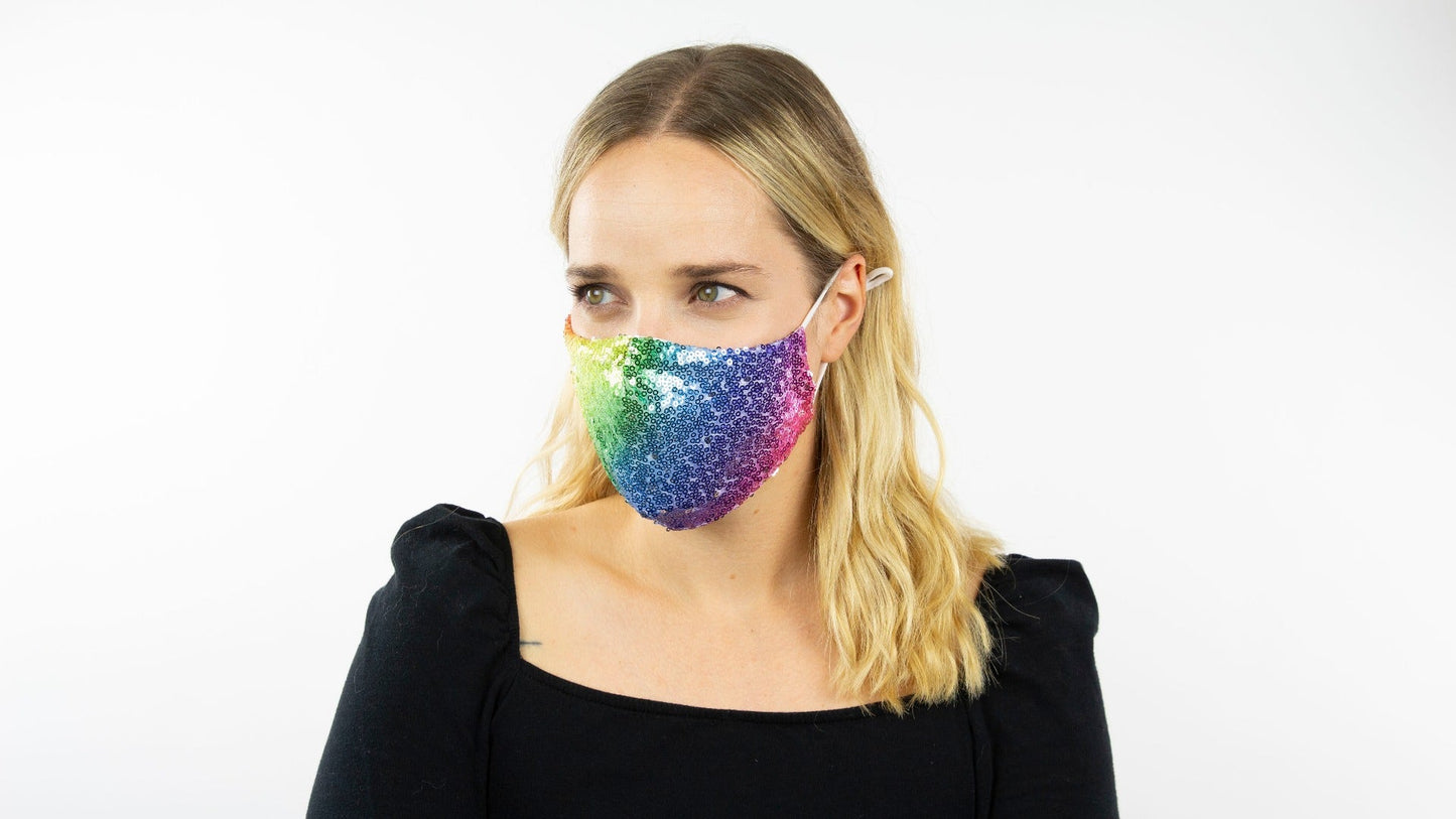 Rainbow Sequin Reusable Face Mask