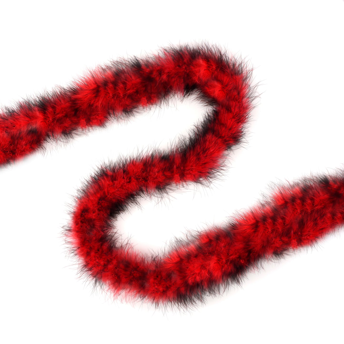 Marabou Feather Boa - Mediumweight - Tipped - Red/Black