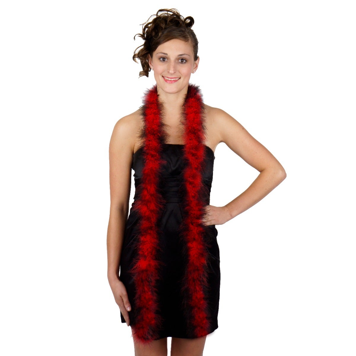 Marabou Feather Boa - Mediumweight - Tipped - Red/Black