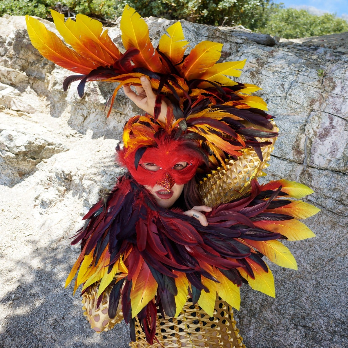 Phoenix Firebird Dyed Feather Wings - Red