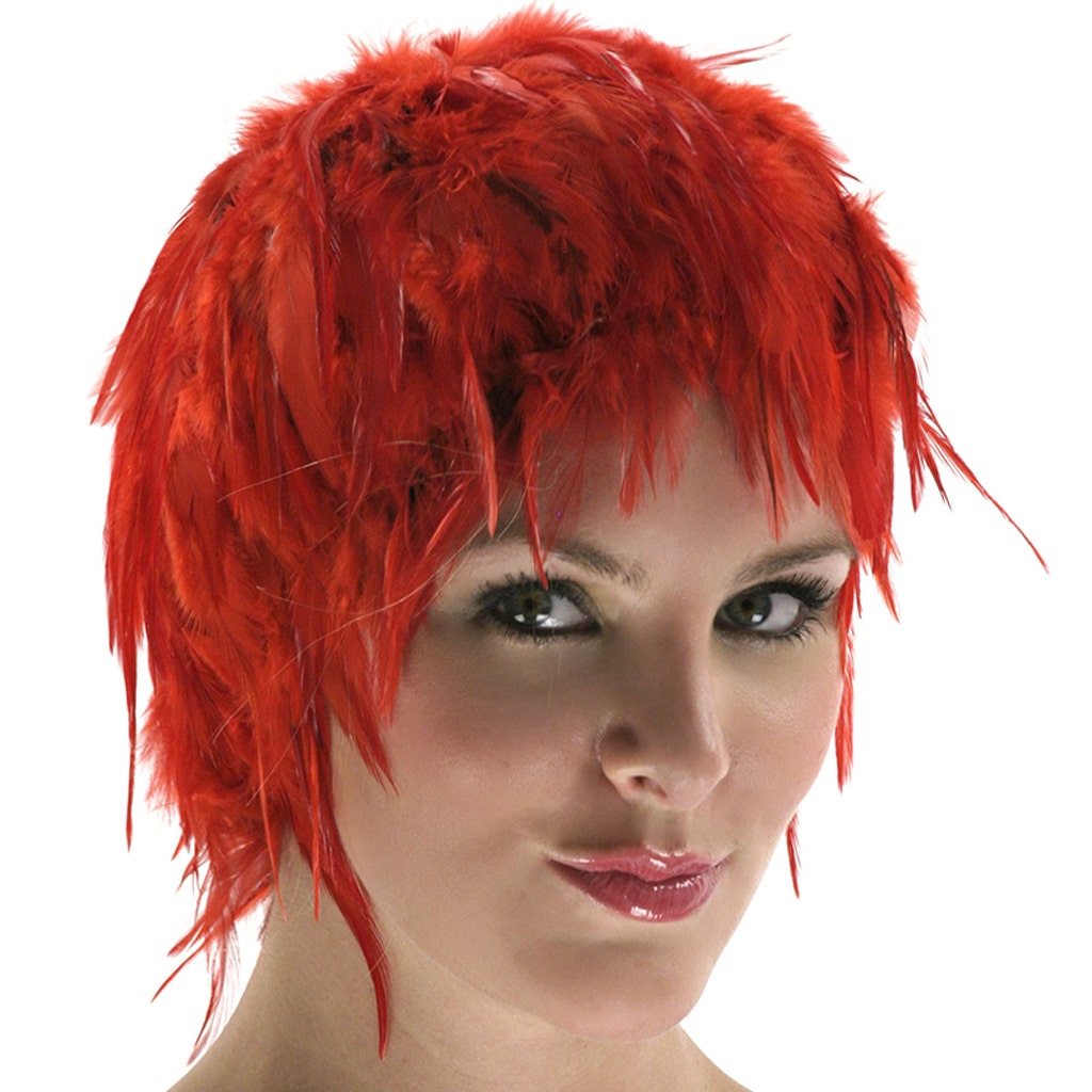 Hackle Feather Wig-Solid - Red