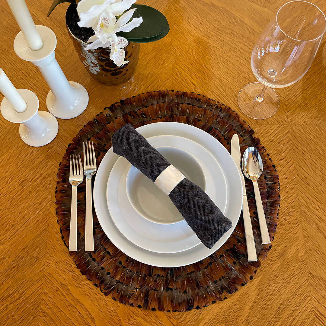 Dark Heart Pheasant Feather Placemat