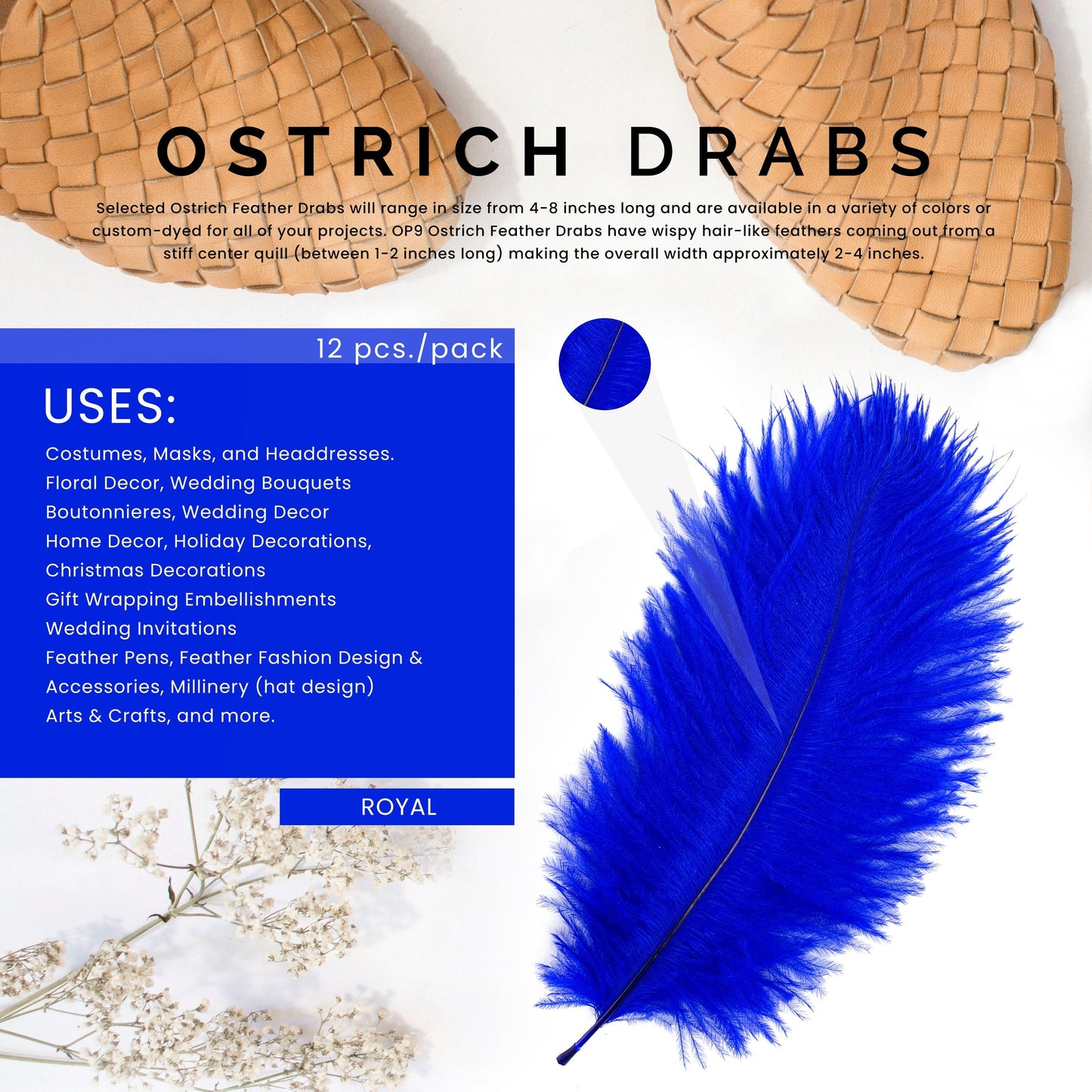 Ostrich Feathers 4-8" Drabs - Royal