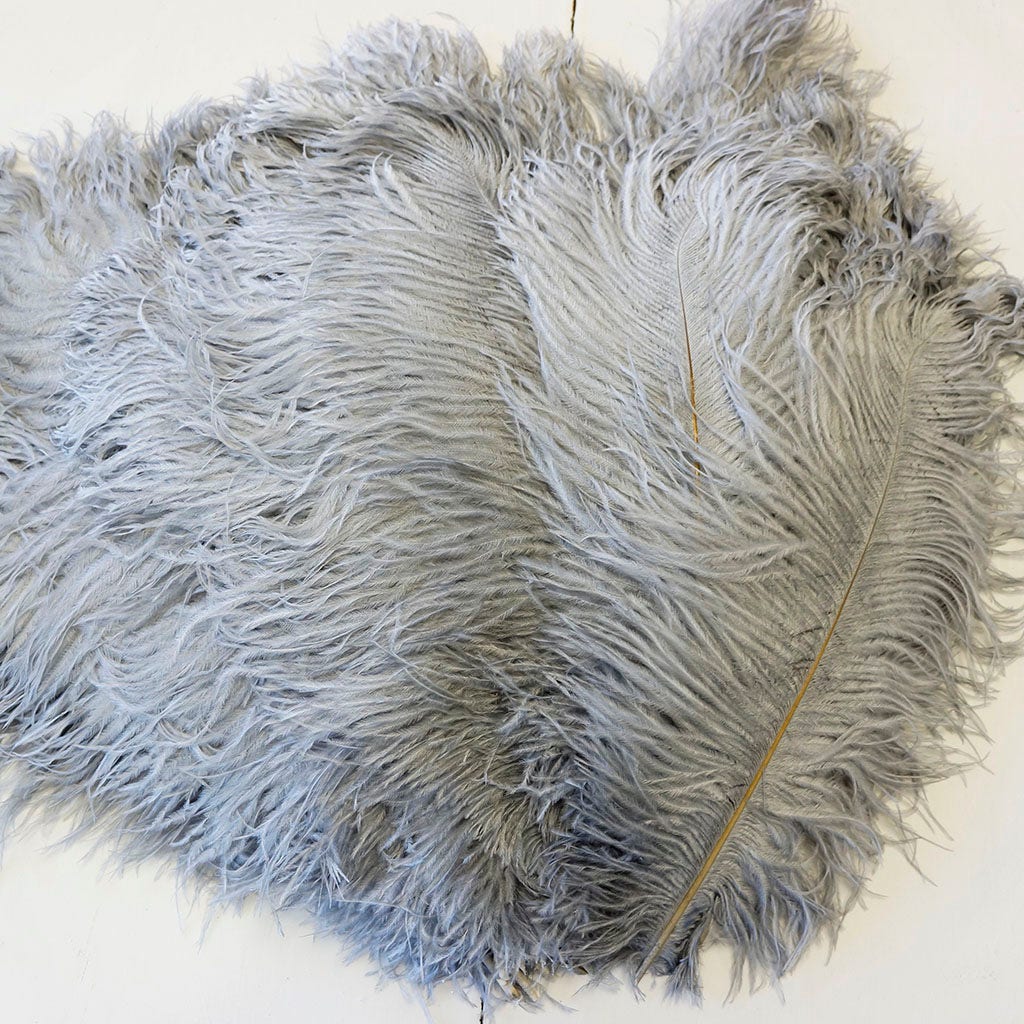 Large Ostrich Feathers - 17"+ Drabs - Silver