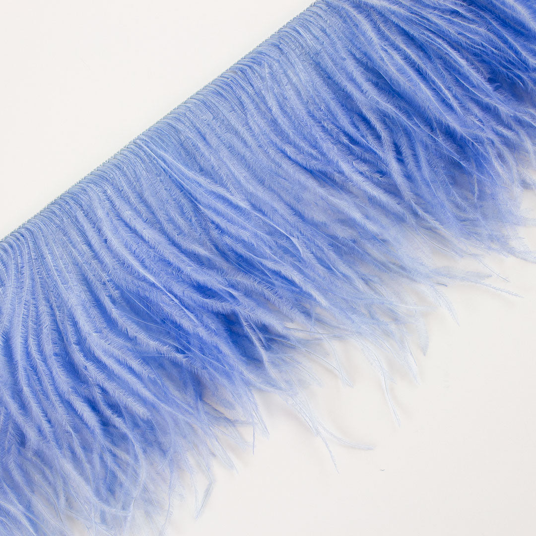Sky Blue Ostrich Feathers Fringe 2 Ply